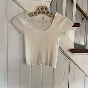 Classic White Ribbed Women's Top
